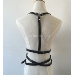 Fashion Punk Harajuku O-Ring Garters Faux Leather Body Bondage Cage Sculpting Harness Waist Belt Straps Suspenders Belt