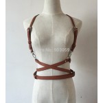Fashion Punk Harajuku O-Ring Garters Faux Leather Body Bondage Cage Sculpting Harness Waist Belt Straps Suspenders Belt