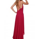 Fashion Sexy Chiffon Dress Cross over V-Neck Sleeveless Backless Straps Back Zipper Asymmetrical Chiffon Long Dress DR12883CT