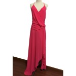 Fashion Sexy Chiffon Dress Cross over V-Neck Sleeveless Backless Straps Back Zipper Asymmetrical Chiffon Long Dress DR12883CT