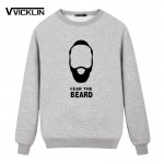 Fashion Style James Harden Fear the Beard Cotton  Fleece Hoodies Sweatshirt O Neck Full Sleeve Men loose Plus Size Tops