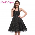 Fashion Summer Dress 2017 Sexy Halter Robe Polka Dots Pinup Rockabilly 50s 60s Vintage Dress Vestidos Plus Size Women Dresses