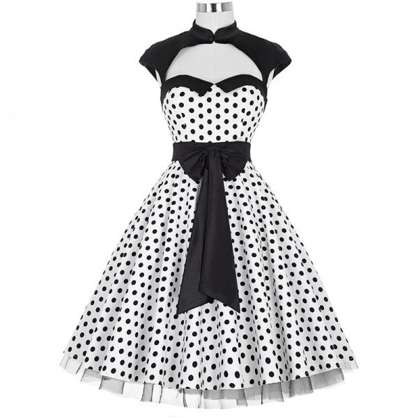 Fashion Summer Dresses For Women Polka Dots Pinup Swing Retro 50 Vintage Dress Vestidos Casual Office Robe Sexy Women Dress