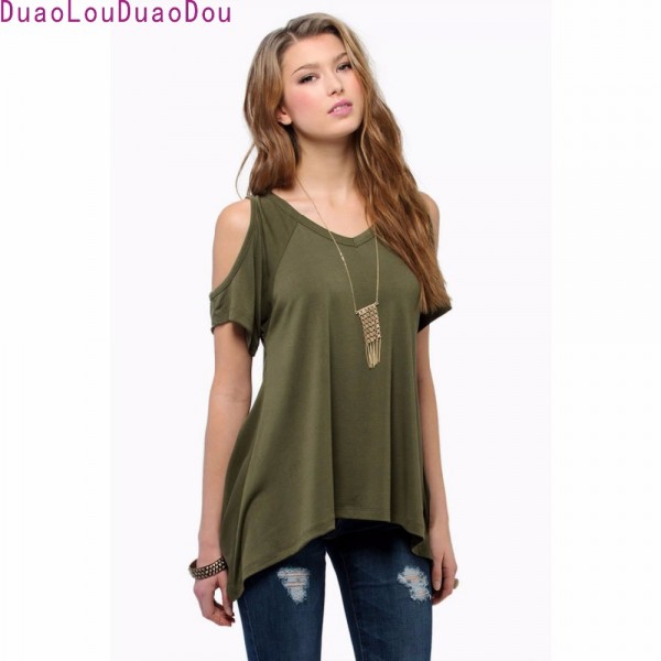 Fashion T-Shirt Women Off Shoulder Pure color Short Sleeve Summer Top Jumper T Shirt Feminina Women Tops Tee Femme