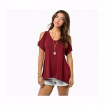 Fashion T-Shirt Women Off Shoulder Pure color Short Sleeve Summer Top Jumper T Shirt Feminina Women Tops Tee Femme