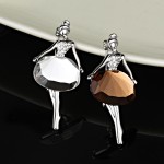 Fashion Wedding Jewelry Rhinestone Crystal Brooch Gold Silver Ballet Girl Brooch Scraf Broches luxurious Brooches PIn For Women