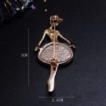 Fashion Wedding Jewelry Rhinestone Crystal Brooch Gold Silver Ballet Girl Brooch Scraf Broches luxurious Brooches PIn For Women