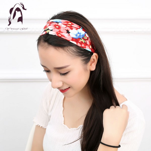 Fashion Women Elastic Headband Floral Head Wrap Girl Turban Hair Accessories Retro Party Apparel Hair Bands 2017