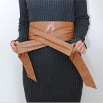 Fashion Women Elegant PU Leather Wrap Around Bowknot Bind Wide Waistband Corset Cinch Belts All-match Wide Female Belt