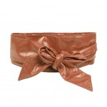 Fashion Women Elegant PU Leather Wrap Around Bowknot Bind Wide Waistband Corset Cinch Belts All-match Wide Female Belt