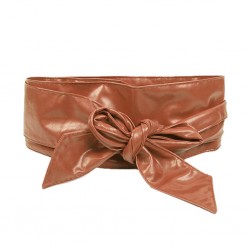 Fashion Women Elegant PU Leather Wrap Around Bowknot Bind Wide Waistband Corset Cinch Belts All-match Wide Female Belt