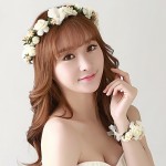 Fashion bride floral hoop headwear high quality artificial jasmine flower garland pop women beach photo wreath hair accessories