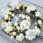 Fashion bride floral hoop headwear high quality artificial jasmine flower garland pop women beach photo wreath hair accessories