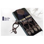 Fashion leather alloy 6 clips male vintage casual suspenders commercial western-style trousers man's braces strap