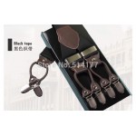 Fashion leather alloy 6 clips male vintage casual suspenders commercial western-style trousers man's braces strap