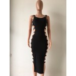 Fashion sexy dresses 2017 new arrivals women summer black sleeveless strapless backless hollow out slim hip bandage dress