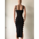 Fashion sexy dresses 2017 new arrivals women summer black sleeveless strapless backless hollow out slim hip bandage dress