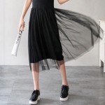 Fashion summer long tulle sundresses korean style white tank bottom dress women sweet pink slim casual princess dresses