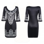 Fashion women Summer Ethnic style Sexy round collar Cashew flowers Paisley classical printing Elastic force dress