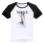 Fashion women top tees summer spring short sleeves t-shirt female VOGUE Sweet  lovely comic women clothes raglan O-neck tshirt