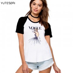 Fashion women top tees summer spring short sleeves t-shirt female VOGUE Sweet  lovely comic women clothes raglan O-neck tshirt