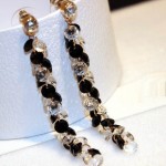 Fashion zircon crystal tassel long earrings for women gold-color fashion jewelry wholesale gift