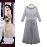 FinalFit Tulle Midi Summer Dress Women Casual Pleated Slim Gauze Two Piece Women Dress Vestidos Long Sundress+Tops