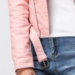 Fitaylor 2017 Spring Autumn Women Faux Soft Leather Jacket Long Sleeve Pink Biker Coat Zipper Design Motorcycle PU Red Jacket