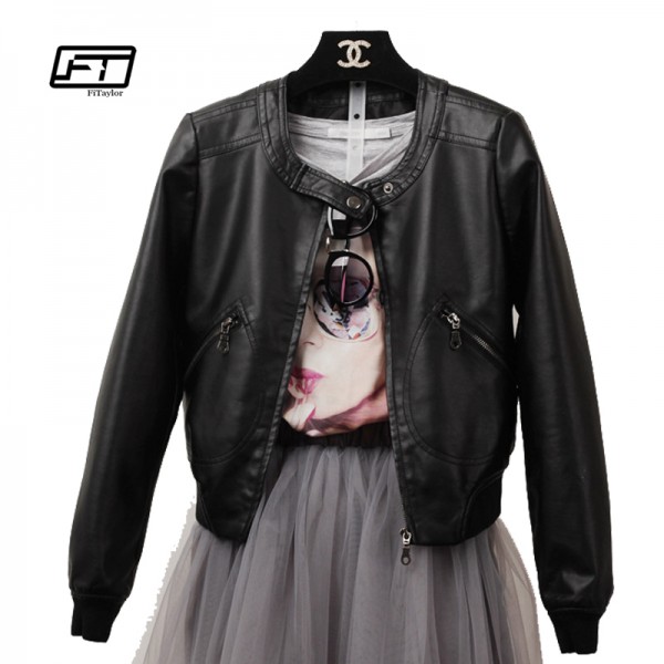 Fitaylor New Spring Autumn Biker Leather Jacket Leather Women Casual Punk Coat Faux PU Leather Soft Jacket