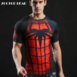 Fitness Tshirts 3D Spiderman Tops 2017 Superhero T-shirts Compression Quick Dry T shirts Summer Superhero Tees 2017 ZOOTOP BEAR