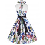 Floral tea dresses summer style women Vintage rocabilly party sleeveless cotton prin casual pin up swing dress 2017 Belle Poque