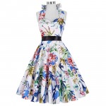 Floral tea dresses summer style women Vintage rocabilly party sleeveless cotton prin casual pin up swing dress 2017 Belle Poque