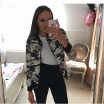 Flower Print Women Basic Coats Long Sleeve Zipper Bomber Jacket Casual Jacket Coat Autumn Winter Streetwear sukajan