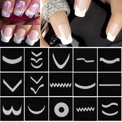 Focallure 18 Sheets/Set French Manicure DIY Nail Art Tips Guides Stickers Stencil Strip #M01615