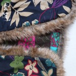 Folk Style Winter Coat Jacket  Jaqueta Feminina Fur Collar Long Dust Coat Windbreaker Trench Coat Vintage Cotton-Padded Clothes