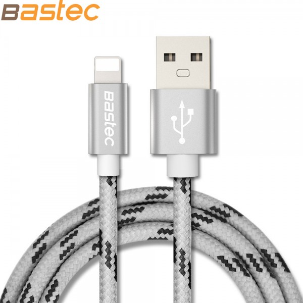 For iPhone 7 6 5 iOS 10 , Bastec Metal Plug Thread Braided Sync Data Charging Phone USB Cable for iPhone 7 6 5 4 4s iPad  Air 2 