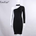 ForeFair 2016 winter autumn sexy one shoulder irregular club party dresses fitted halter pencil bodycon dress women plus size