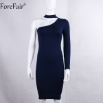 ForeFair 2016 winter autumn sexy one shoulder irregular club party dresses fitted halter pencil bodycon dress women plus size