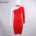 ForeFair 2016 winter autumn sexy one shoulder irregular club party dresses fitted halter pencil bodycon dress women plus size