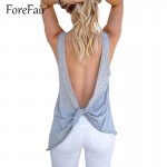 Forefair 2017 Brief Solid Tank Tops Women Summer Cotton Casual Loose Basic Top Female T-Shirt Sexy Backless Criss Cross Tops