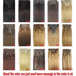 Free Shipping 16"-32'' 10pcs Set 100% Brazilian Remy Hair Clip In/on Human Hair Extensions 22 Colors 120g 140g 160g 180g200g220g