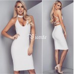 Free Shipping 2016 New Fashion Choker Open Back Cross Design Celebrity Party Style HL Bandage Dress