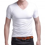 Free Shipping 2017 summer Hot Sale Cotton T shirt men's casual short sleeve V-neck T-shirts black/gray/green/white S-5XL MTS181