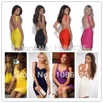 Free Shipping!! Big Sale Sexy Mini Backless Bodycon Club Bandage Dress Multi Color Available