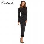 Free Shipping Bodycon Dress 2017 New Fashion Beautiful Long Sleeve Womens Midi Dress for Night Club Party Wholesale HL