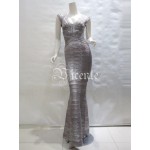 Free Shipping! Elegant Sexy Vneck Oil Print Embellished Flared Bottom Gown HL Celebrity Maxi Long Bandage Dress