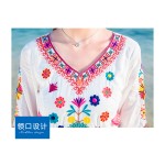 Free Shipping Hot Sale Women Vintage Ethnic Floral Embroidered Spliced Long Casual Boho Chic Boho Dress