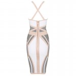 Free Shipping NUDE, WHITE AND GREY High Quality HALTERNECK Celebrity Bandage Dresses for Cocktail and Party 2016 New Arrival