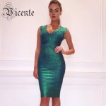 Free Shipping! New Chic Luxe Vneck Oil Print Knee Length Party Celebrity HL Bandage Dress