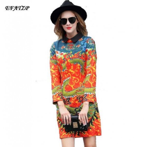 Free Shipping Newest Runway Show Novelty Dress Women's Fashion  Vintage Chinese style cheongsam Dress